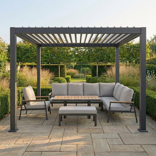 Meridian 3m x 3m aluminium louvred pergola in Graphite Grey