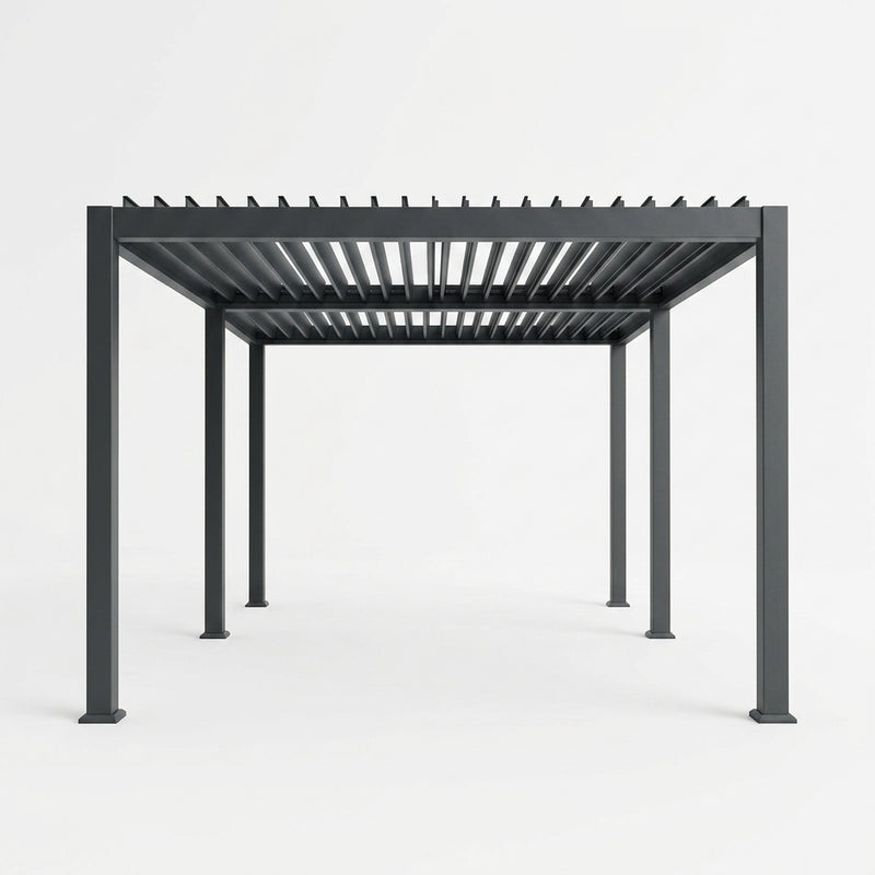 Gray metal pergola on a white background