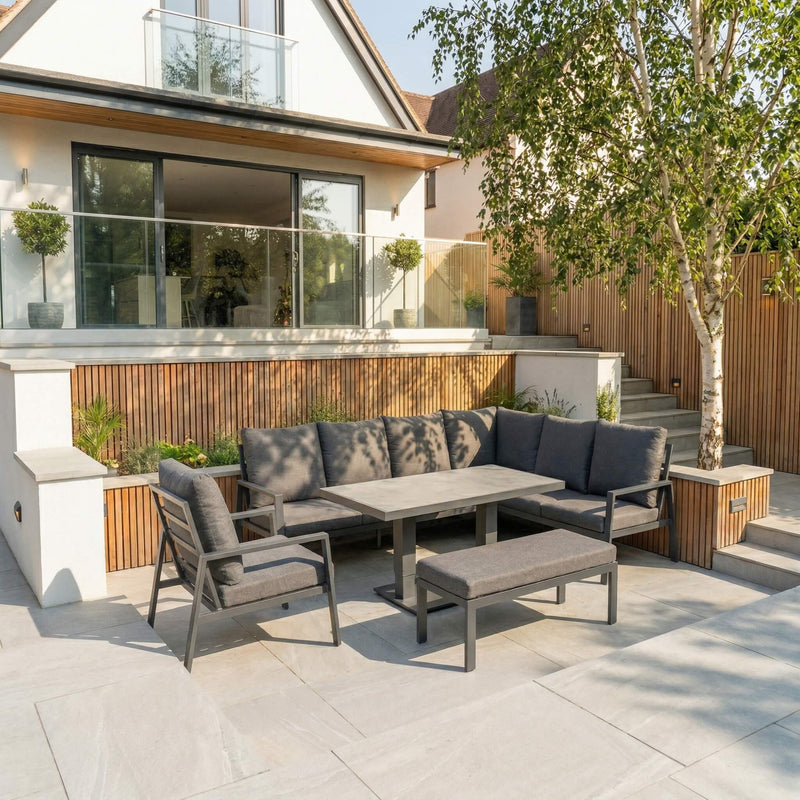 Callen Corner Dining Set with Rising Table, Chair, and Footstool
