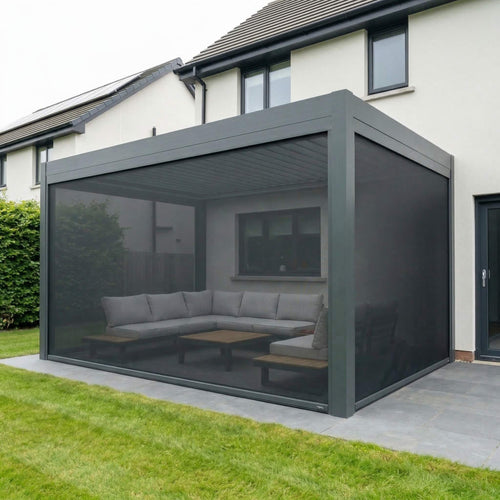 Meridian 4m x 3m Aluminium Louvred Pergola With 3 Manual Side Blinds