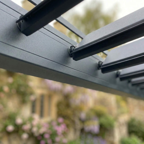 Meridian 6m x 3m Aluminium Louvred Pergola in Graphite Grey