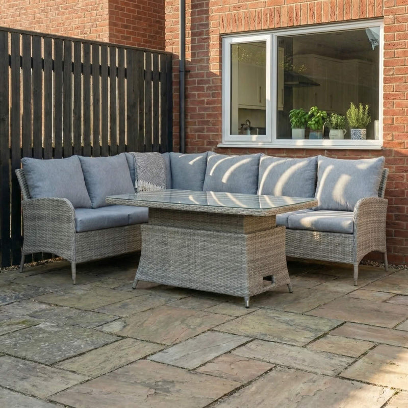 Juniper Corner Dining Set with Rising Table & 3 Footstools