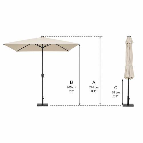 Halo 3m x 2m Rectangular Aluminium Parasol in Beige