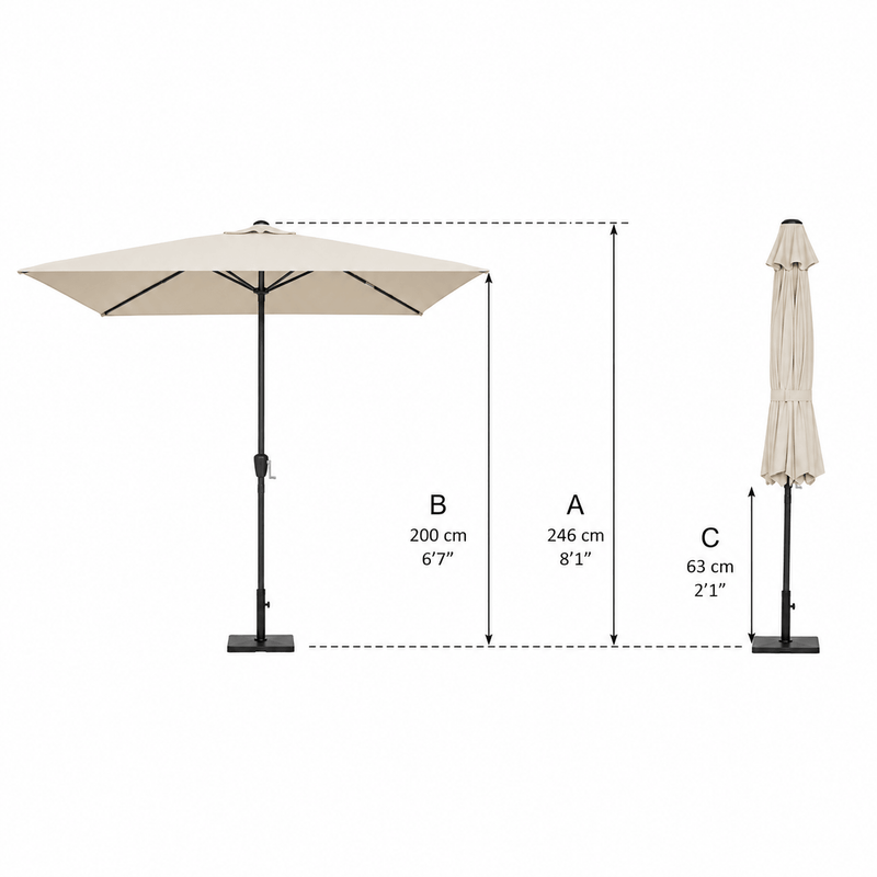 Halo 3m x 2m Rectangular Aluminium Parasol in Beige