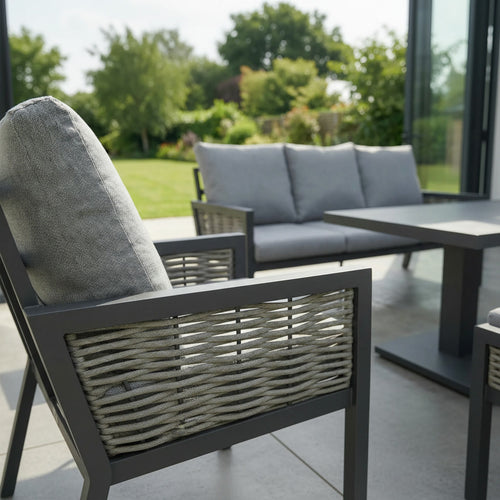 Terra 3 Seater Sofa Set with 2 Armchairs, 2 Footstools and Rising Table