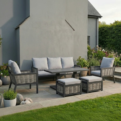 Terra 3 Seater Sofa Set with 2 Armchairs, 2 Footstools and Rising Table