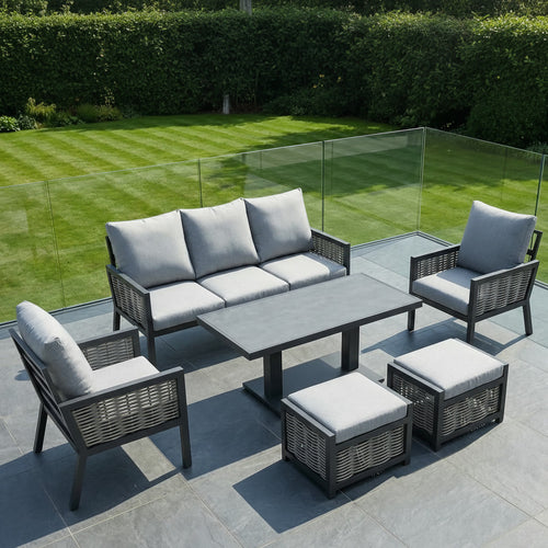 Terra 3 Seater Sofa Set with 2 Armchairs, 2 Footstools and Rising Table