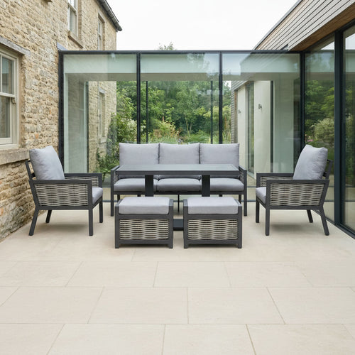 Terra 3 Seater Sofa Set with 2 Armchairs, 2 Footstools and Rising Table